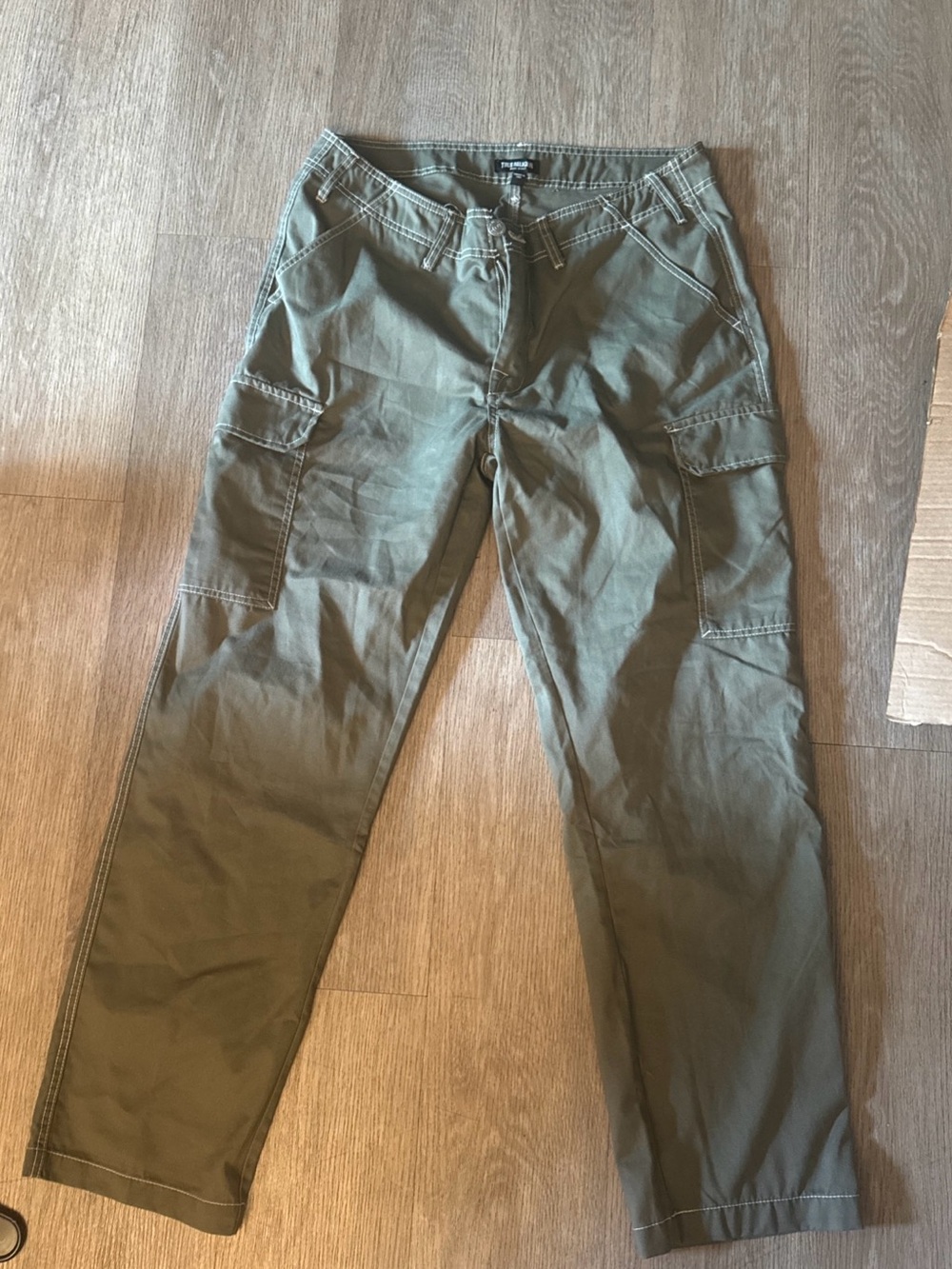 True Religion Cargo Pants Mens 34 Olive Green Contrast Stitch Utility Baggy NWOT